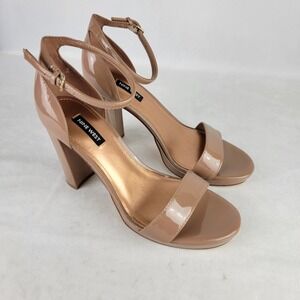 Nine West Women's Elope 3 Ankle Strap Block Heel Dress Sandals Beige 9.5M NEW